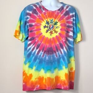 Grateful Dead Sundog Dancing Bear Vintage Double Sided Tie Dye Shirt Distressed